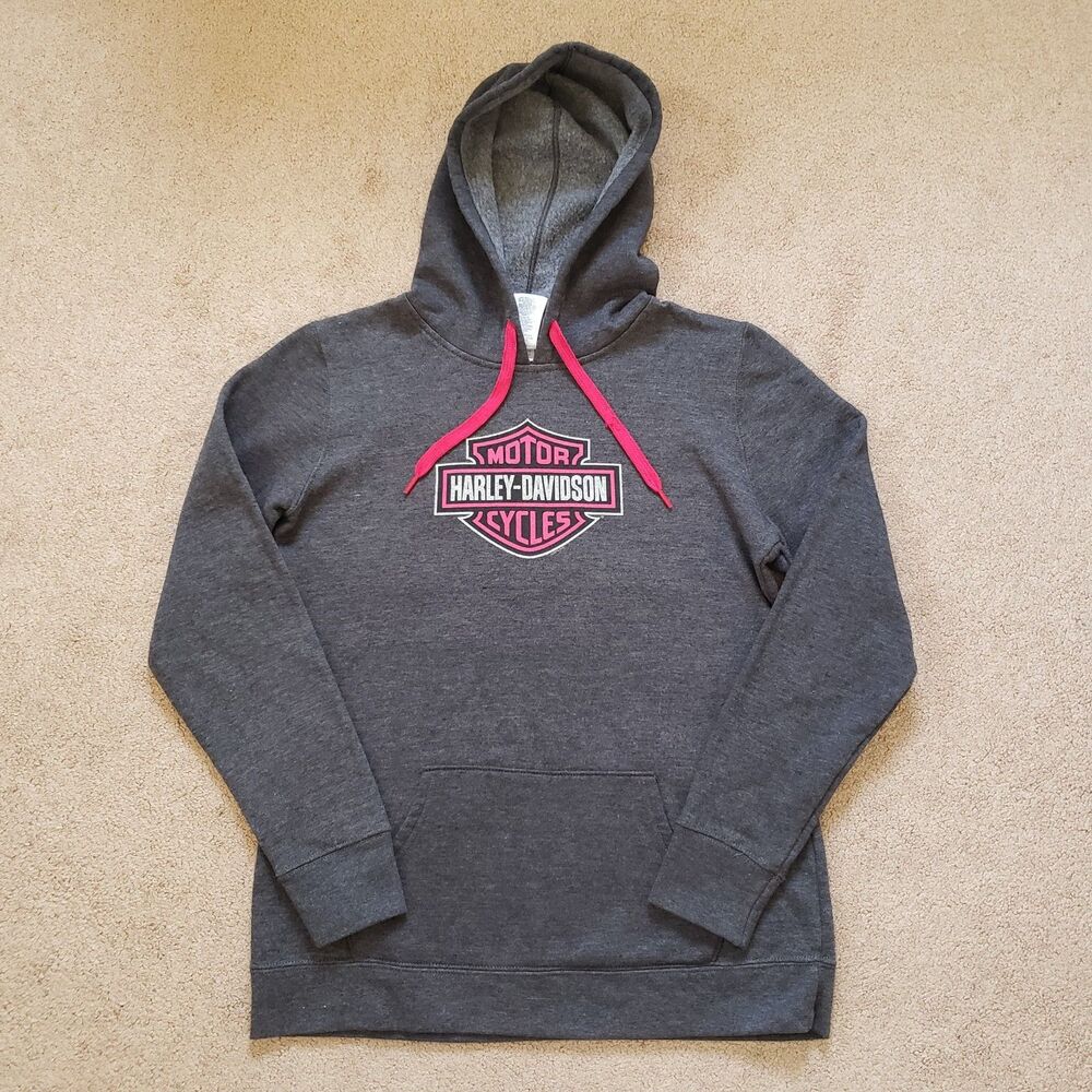 Harley Davidson Graphic Big Logo Hoodie Sweatshirt Columbus Ohio Size M